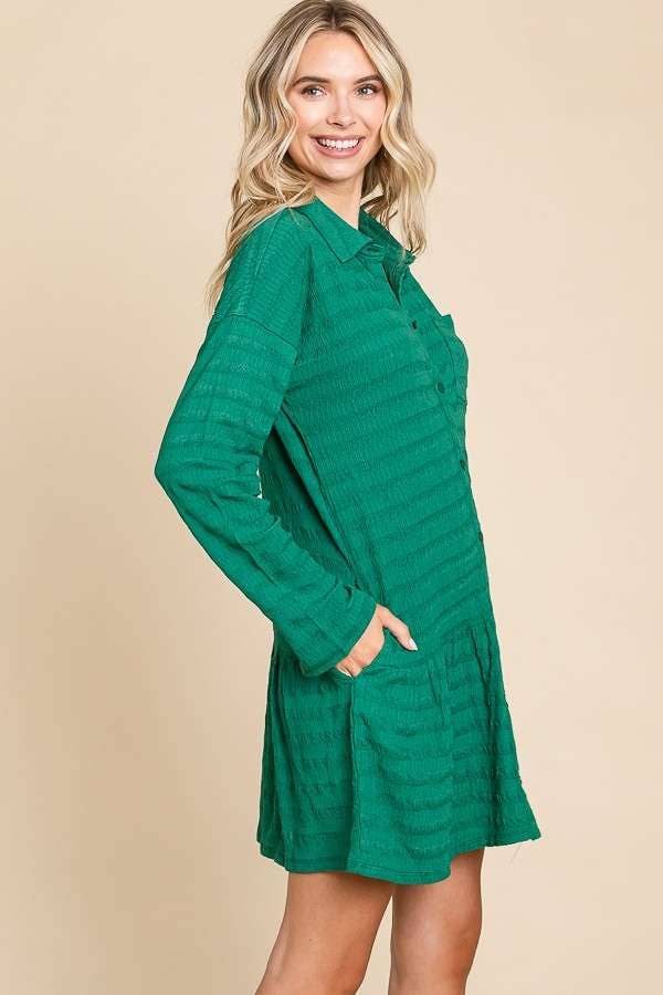 Culture Code - Wholesale Dress - Women's - CJD1880L - LSLV BUTTON DOWN TIERED TUNIC SHIRT6