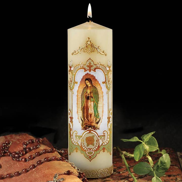 Christian Brands Church Supply - Wholesale Pillar Candle - Vintage Candle- OL Guadalupe1