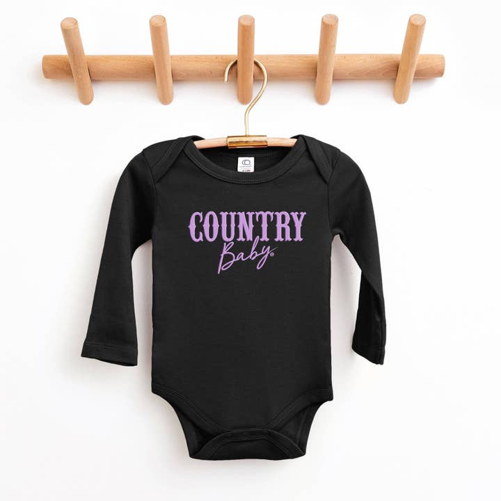 Country Baby Puff Print - Baby Long Sleeve Bodysuit for wholesale by Olive And Ivory Wholesale