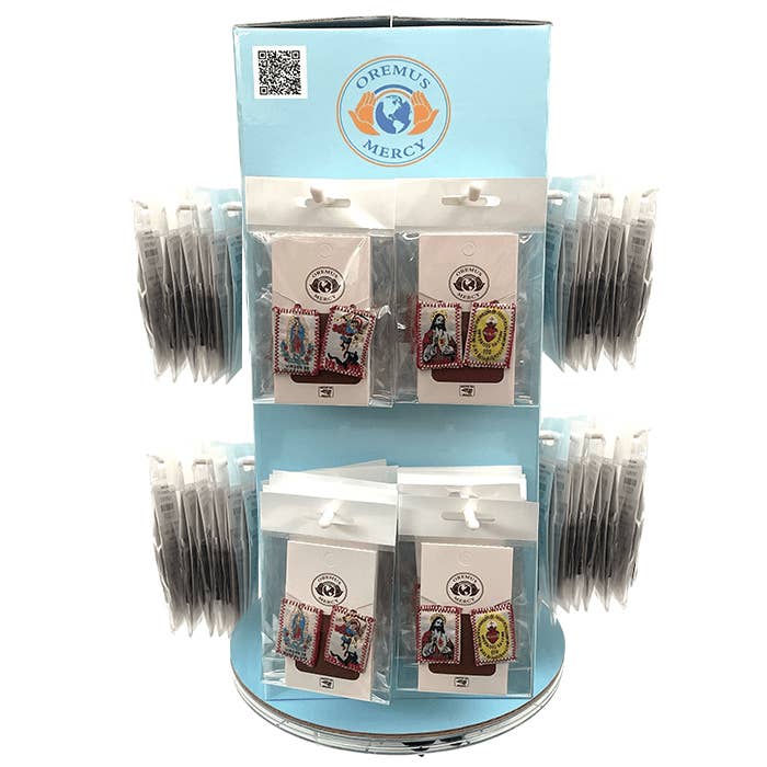 Oremus Mercy – wholesale Retailer display – Accessories – Scapulars Tower Display (96 pcs)