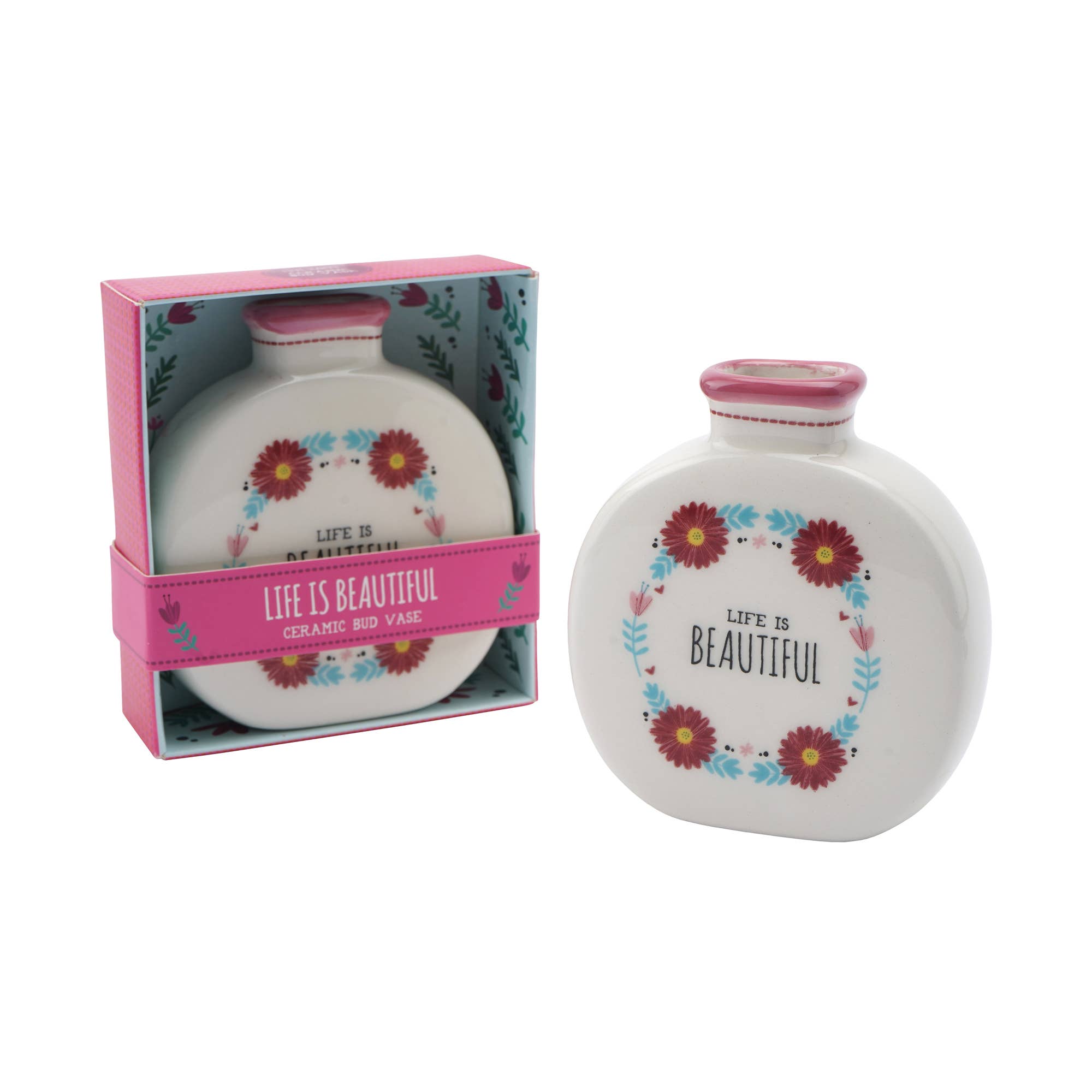 CGB Giftware – Vaso por atacado – Vaso Bud Live Happy 'Life Is Beautiful'0