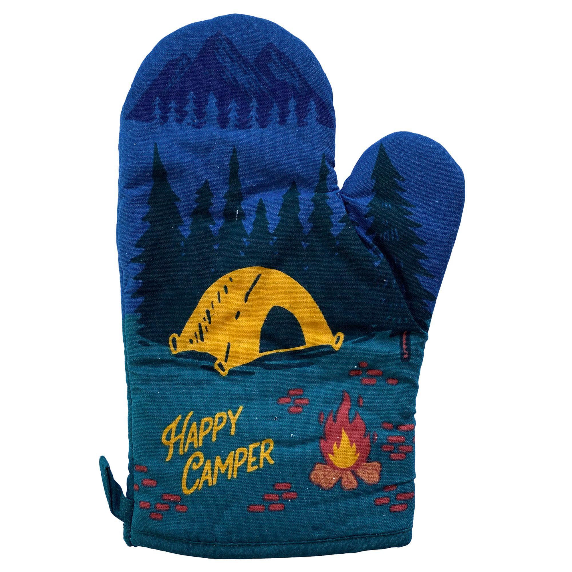 Green Happy Camper Oven Mitt Gift for Camping Fun Pot Holder for wholesale on Faire1