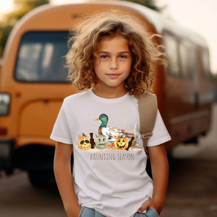 AvaryMaeInspirations - Wholesale Screen-printed t-shirt – Kids - Halloween Haunting Season, Mallard Hunting Kids Tee Shirt0