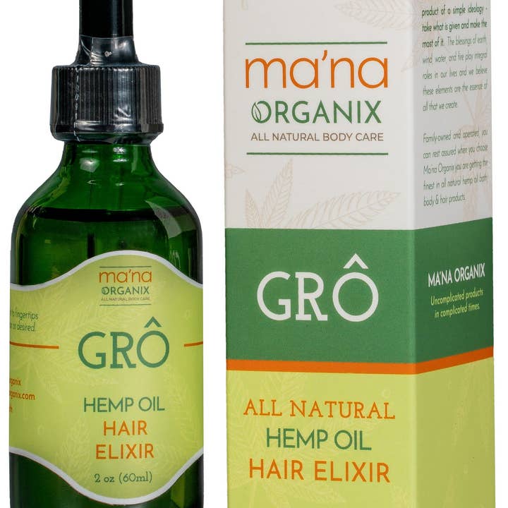 All Natural GRO Hempseed Oil Hair Elixir (2 oz. Bottle) for wholesale by MA'NA ORGANIX