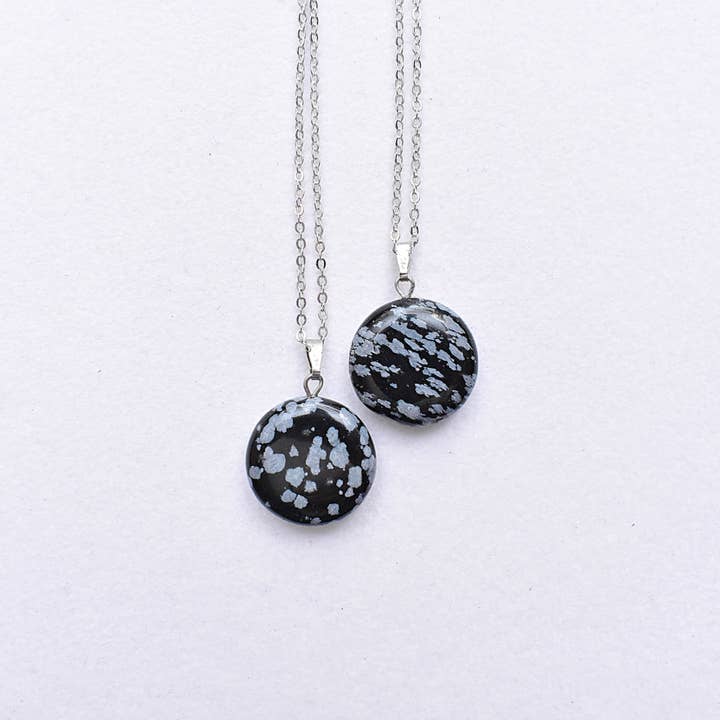 Ewelina Pas Jewelry - Wholesale Pendant/Charm Necklace - Round Snowflake Obsidian Necklace