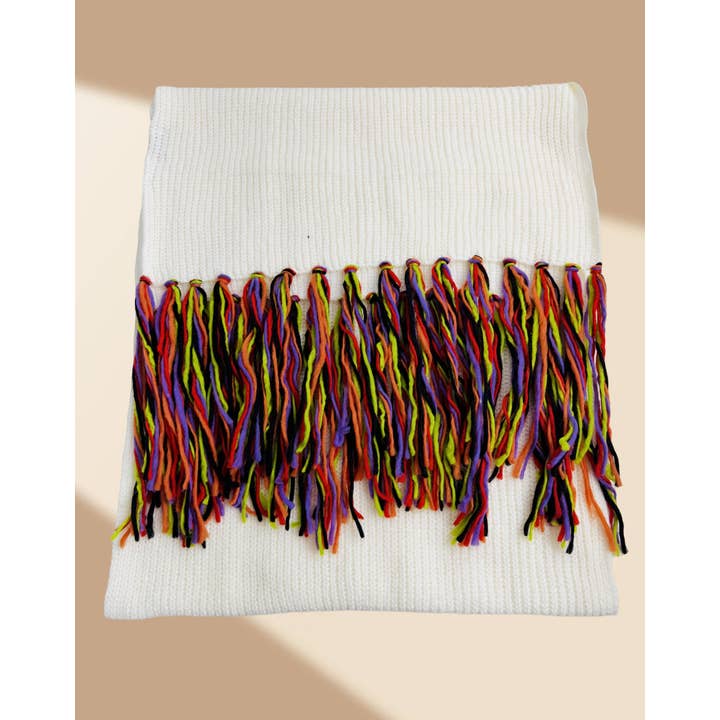 JC Sunny Fashion - Wholesale Scarf - Women's - JC023327 Cozy Knit Scarf with Handcrafted 10” Multicolor Tassels2