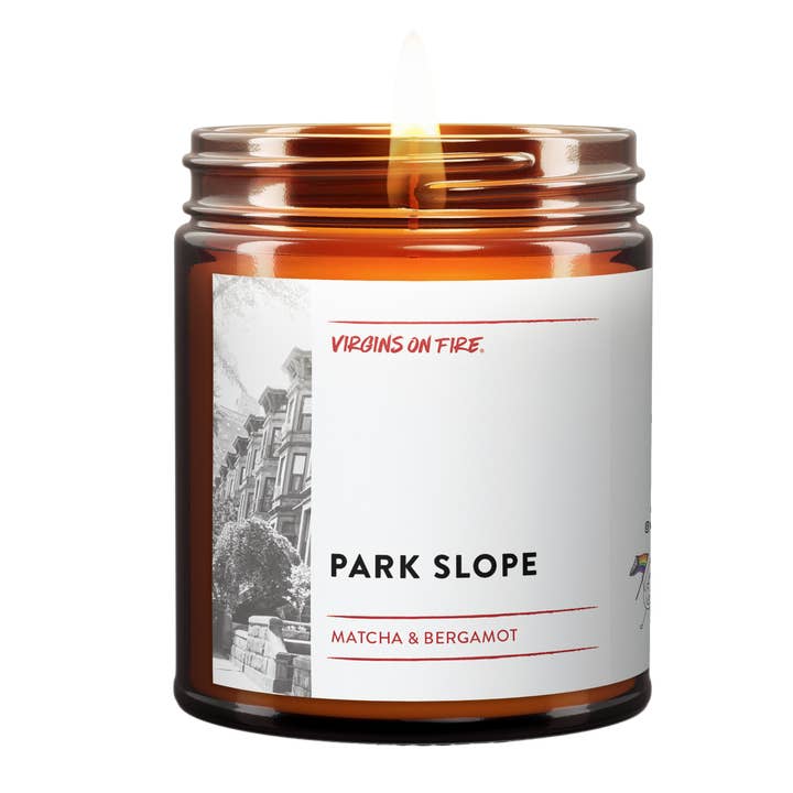 Virgins On Fire Candle Co. - Wholesale Jar/Filled Candle - PARK SLOPE (Matcha & Bergamot) Handmade Brooklyn Soy Candle