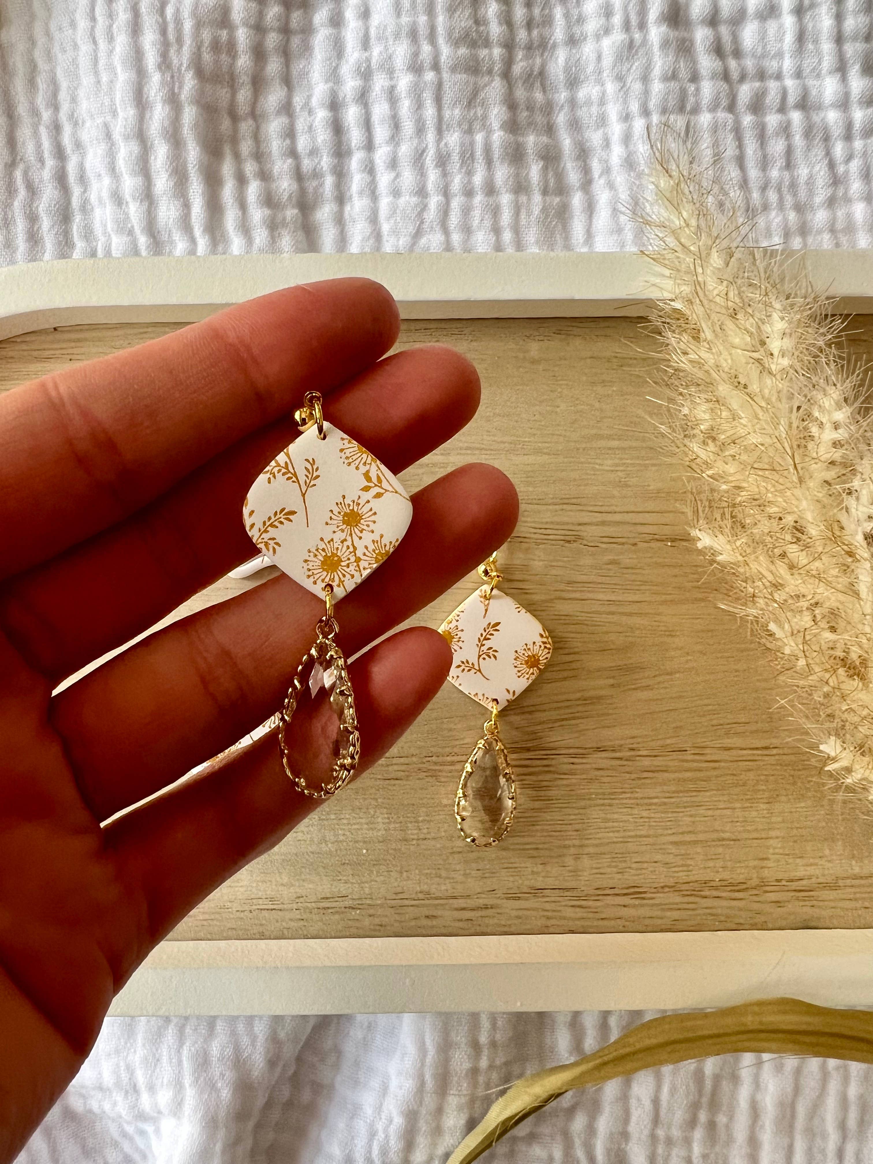 SeizeTheClayJewelry - Vente Boucles d'oreilles pendantes - Boucles d'oreilles en argile de pissenlit2