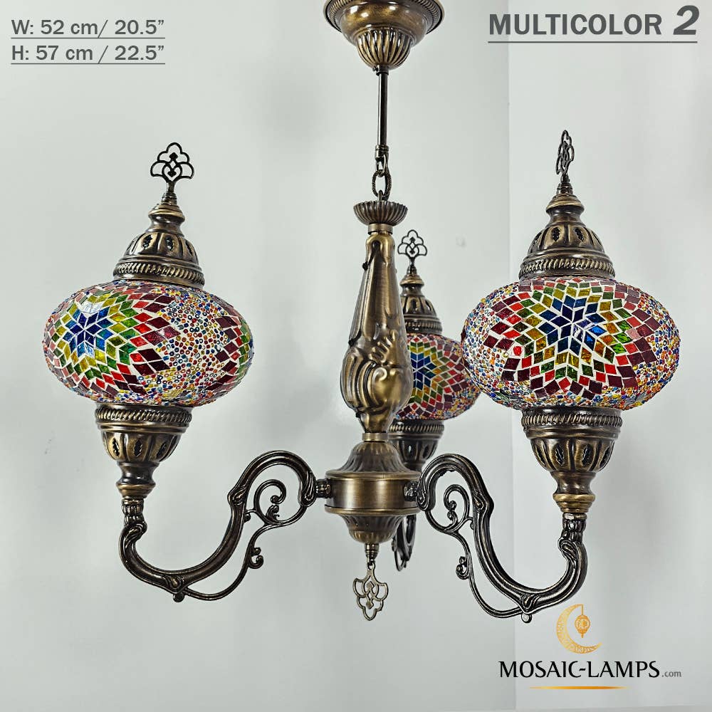 Mosaic Lamps – Candeeiro/lâmpada suspensa por atacado – Mosaico 3 Globo Feito à Mão Turco Marroquino Árabe Oriental Boh11