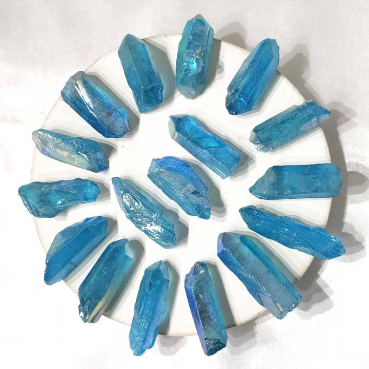 Soothing Crystals - Wholesale Spiritual Stone/Crystal - Angel Aura Quartz Point | Green Aura Point | Raw Crystals