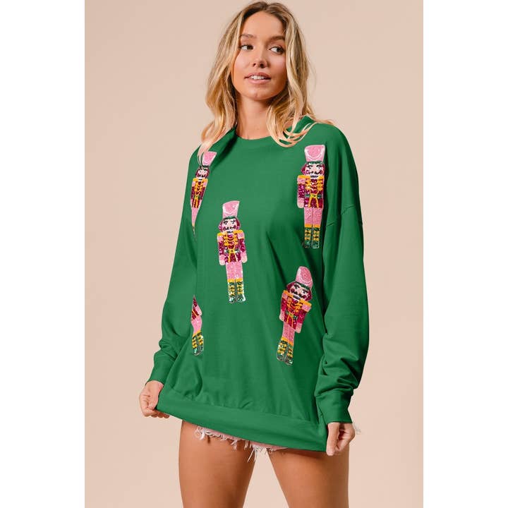 PULÔVER DE NATAL BORDADO DE NOZES DE LANTEJOULAS por atacado de IVE