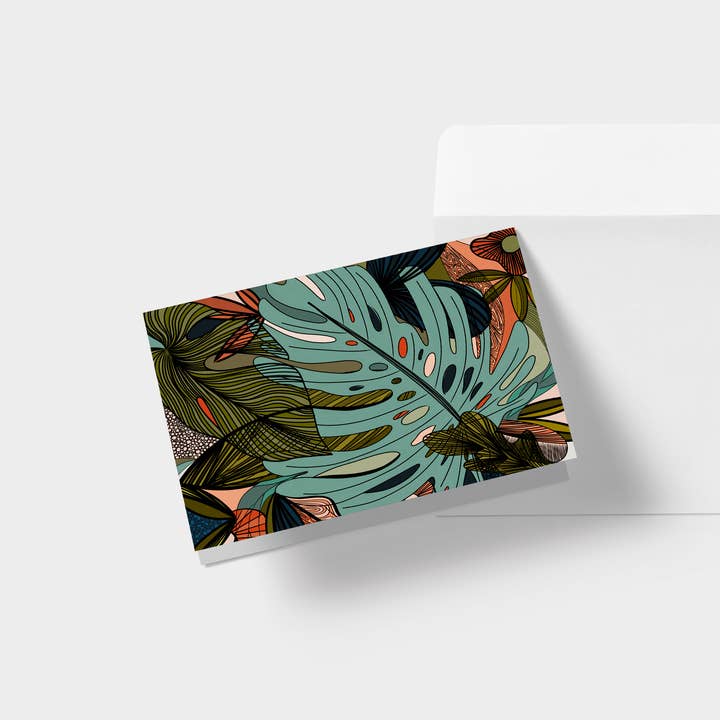 Monstera Doodle Greeting Card for wholesale by Roe & Co Doodles