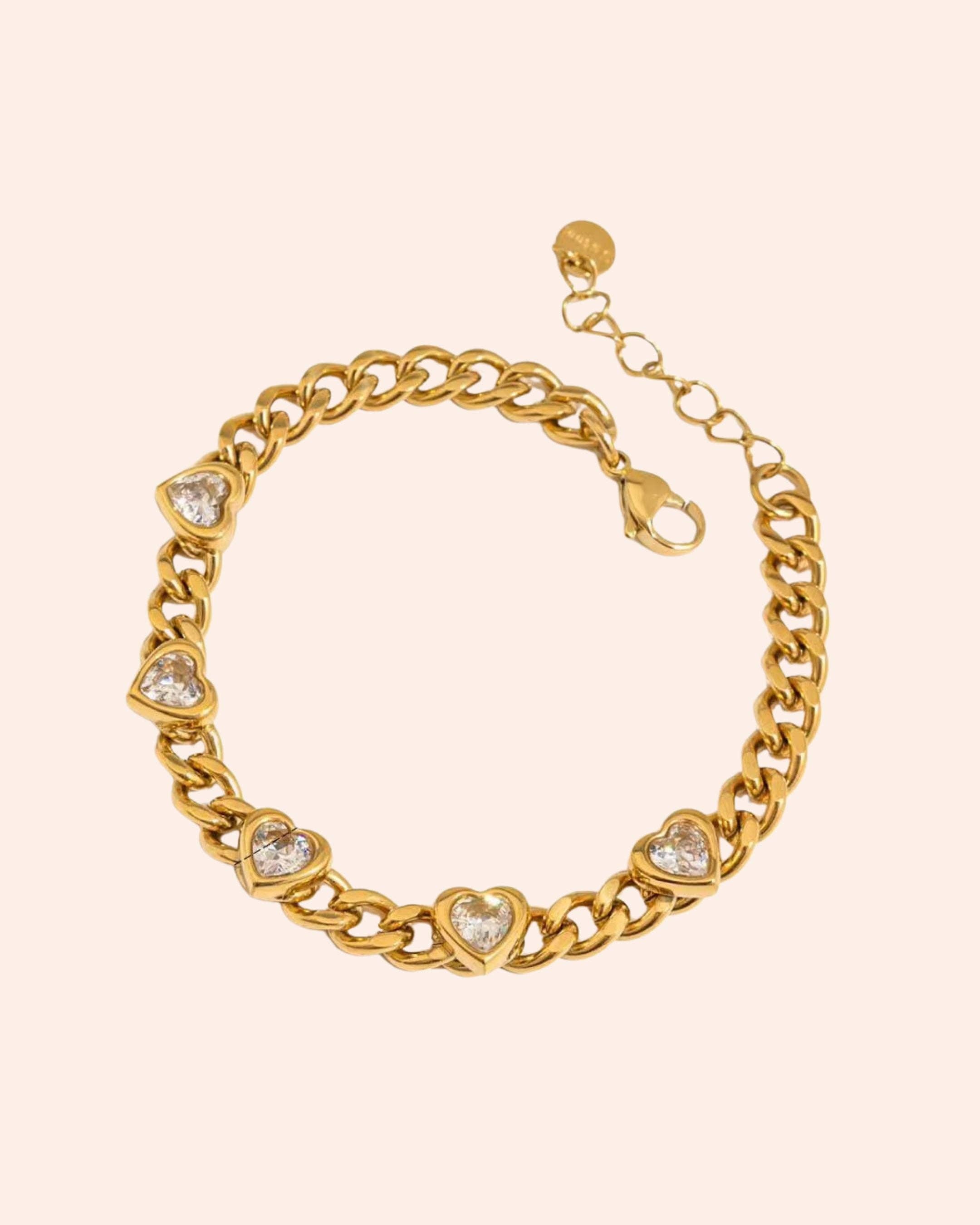 From Juniper With Love - Wholesale Charm/Dangle Bracelet - Linked Hearts Chain Bracelet0