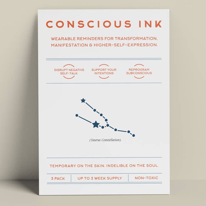 Constellation Taurus Manifestation Tattoo for wholesale by Conscious Ink