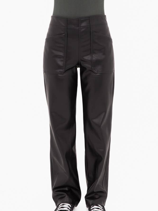Broek van veganistisch leer met wijde pijpen voor wholesale door Mono B