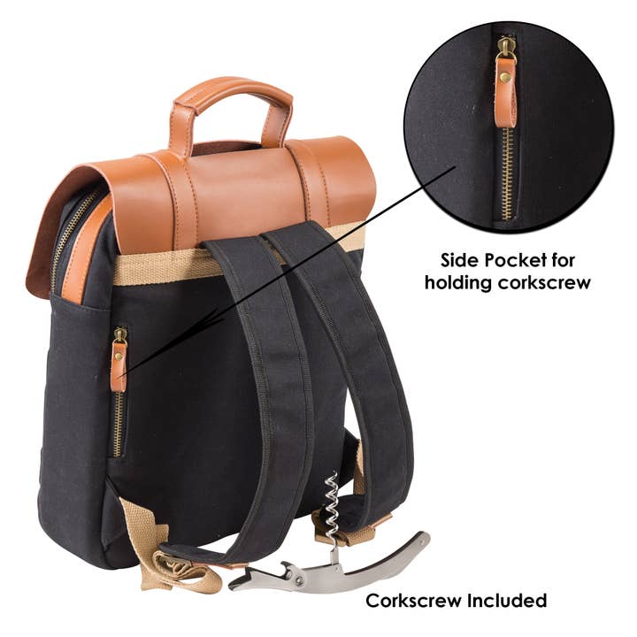 Primeware Inc. - Wholesale Wine Tote - Treo Three Bottle Leather Wine Tote Backpack Carrier4
