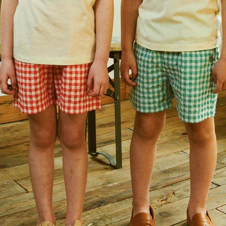 ToTo Heros - Wholesale Shorts - Kids - Gingham Check Pull-On Summer Shorts5