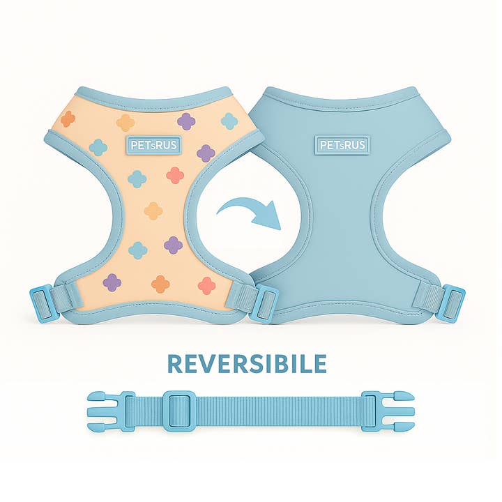 Adjustable Reversible Dog Harness, Blue & Peach for wholesale by PETsRUS