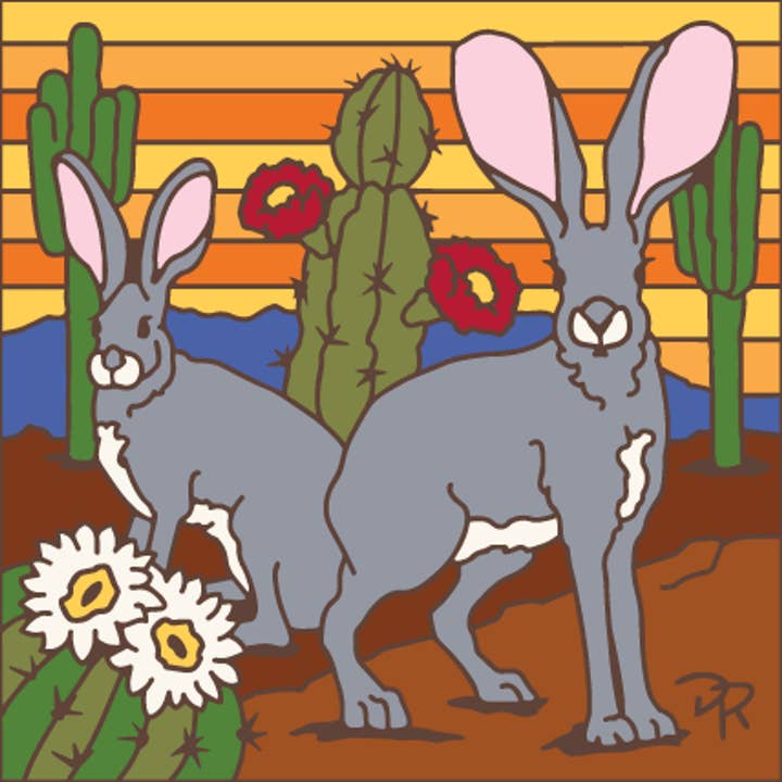 Jack Rabbits Sunset Cactus Blooms Tile (8878A) for wholesale by Earthtones Tile