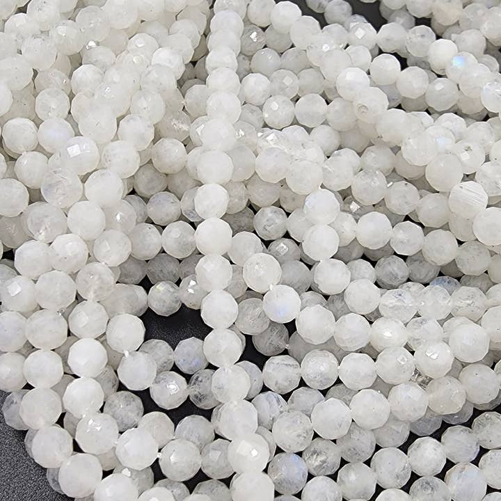 Beads Creation - Wholesale Beads - Rainbow Moonstone Micro Faceted Laser Cut Round Beads PRP4197