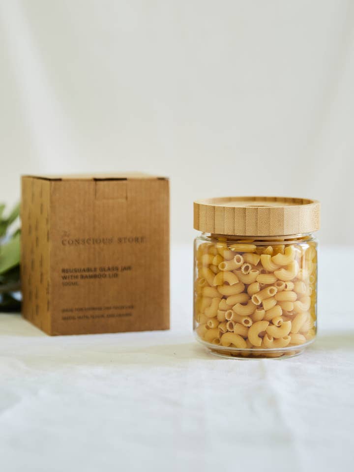 Glass Jar with Bamboo Lid for wholesale by The Conscious Store