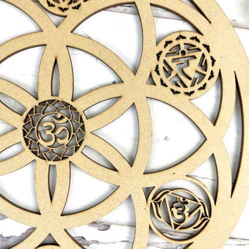 Rock Paradise - Wholesale Crystal Grid - Wood Crystal Grid - Seed of Life and 7 Chakras Design3