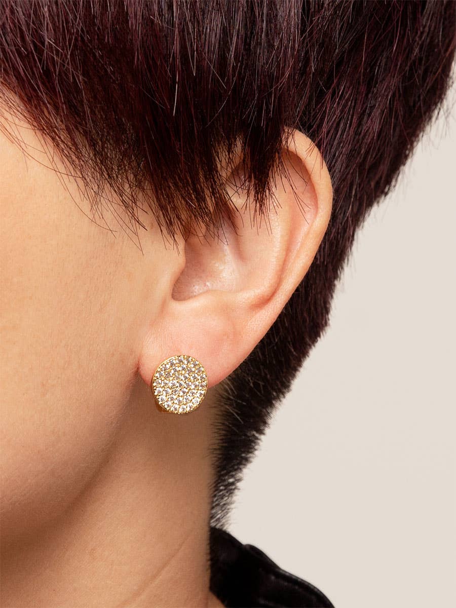 ZENZII Jewelry - Wholesale Huggie oorbellen - Knop Pavé Huggie Oorbel1