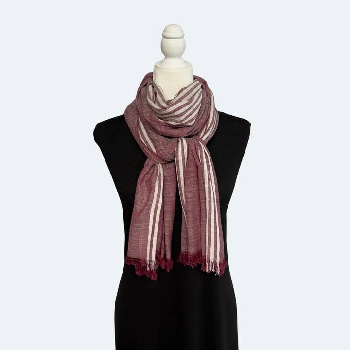 Humble Hilo - Wholesale Scarf - Women's - Humble Hilo Cumulus 100% Cotton Scarf Center Stripes1