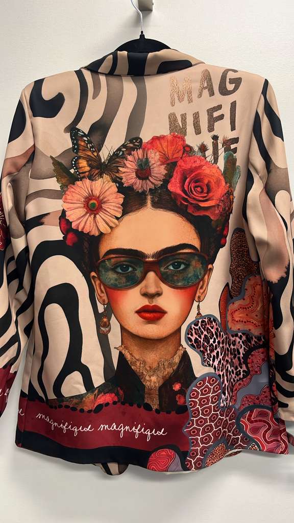 LOOWIE - Wholesale Blazer - Women's - LUFR3 One Size Italian Pop Art "FRIDA" Print Blazer LOOWIE