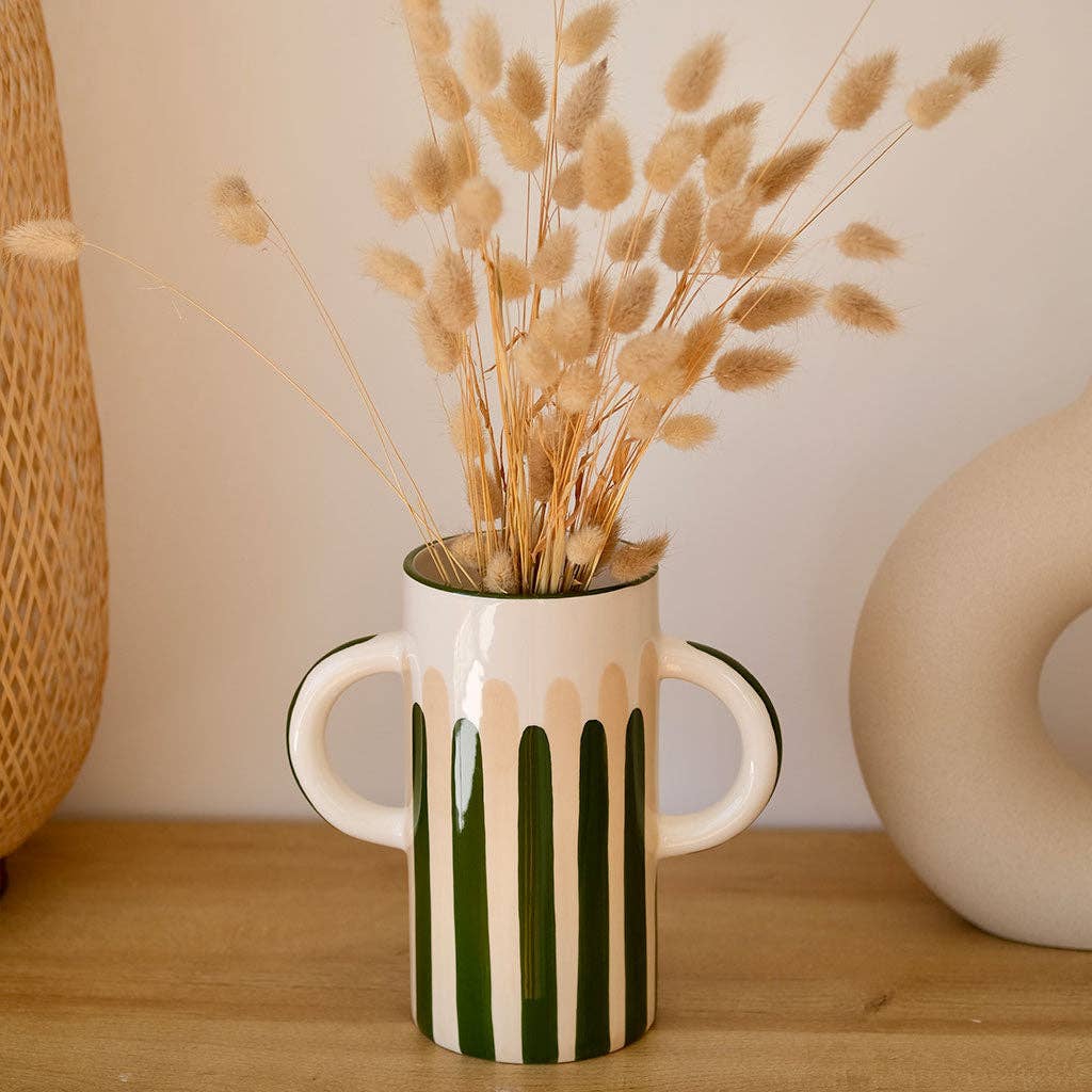 Oustao - Wholesale Vase - Mediterranea ceramic vase - Green/beige stripes1