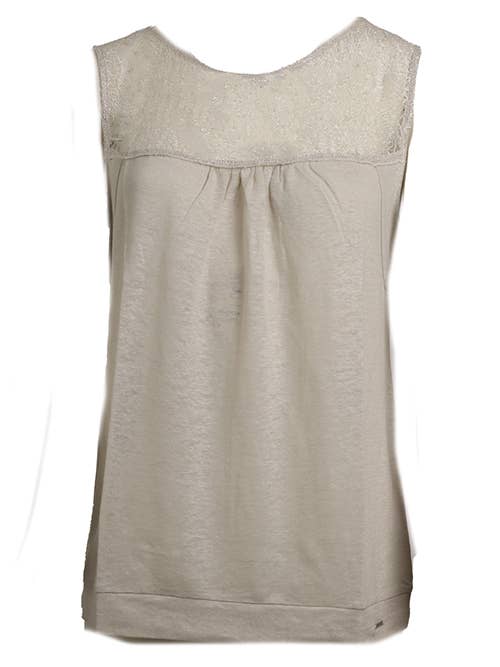 Linnen T-shirt met kant op de borst voor wholesale door GUIMANOS