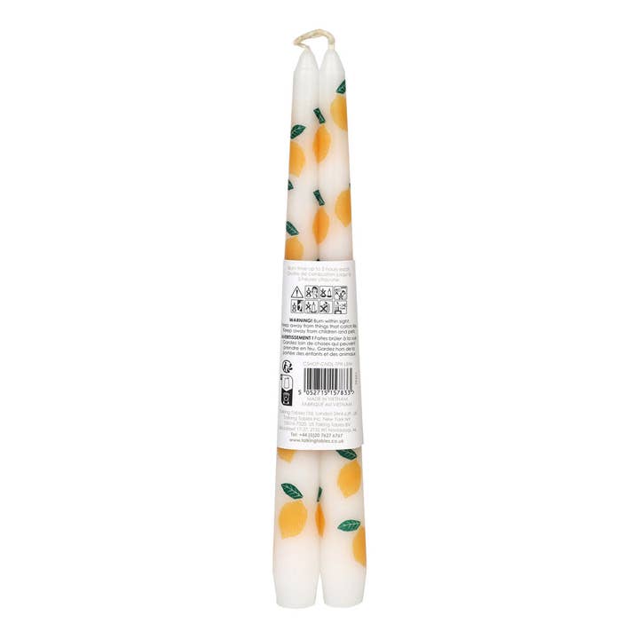Talking Tables USA - Wholesale Tapered Candle/Candlestick - Lemon Taper Dinner Candles | 2 Pack | Mothers Day Gifts |