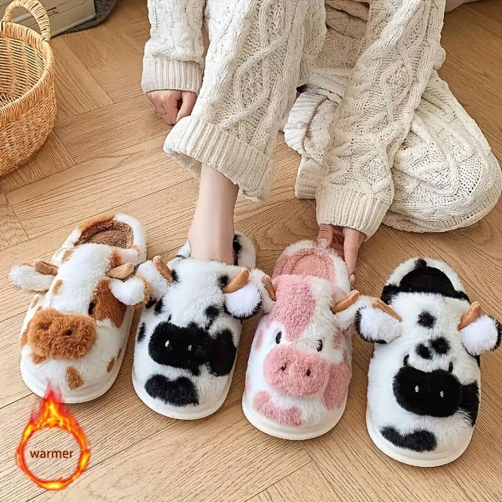 Print The Dream - Wholesale Slippers – Women's - Cozy Cartoon Cow Slippers AllSeason Indoor Comfort Shoes2