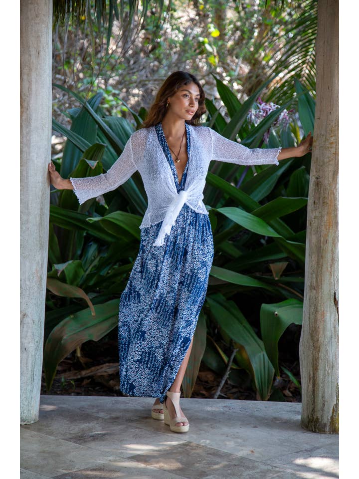 Bali Prema - Wholesale Cardigan - Women's - Summer Knit Sheer Cardigan Bolero Shrug Cover in White10