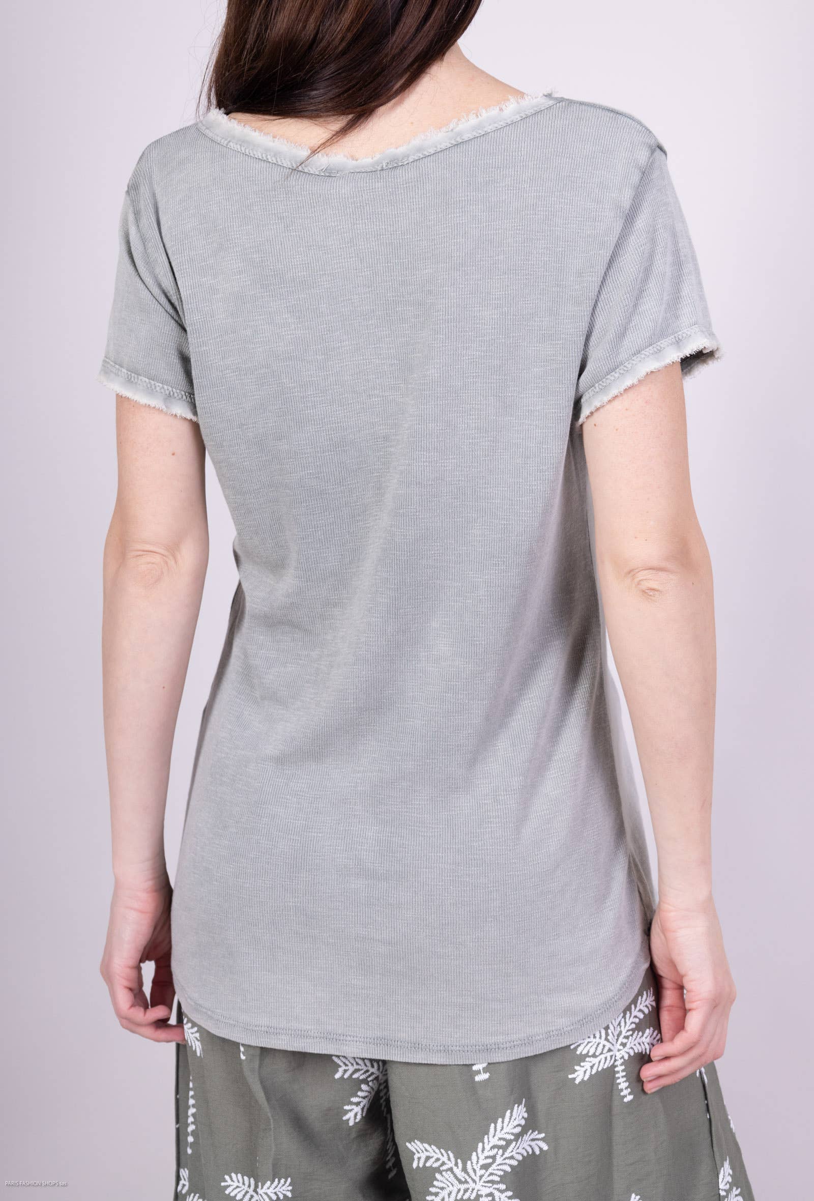 Pépouz' Paris - Wholesale T-Shirt - Women's - Washed cotton short-sleeve T-shirt PT250432