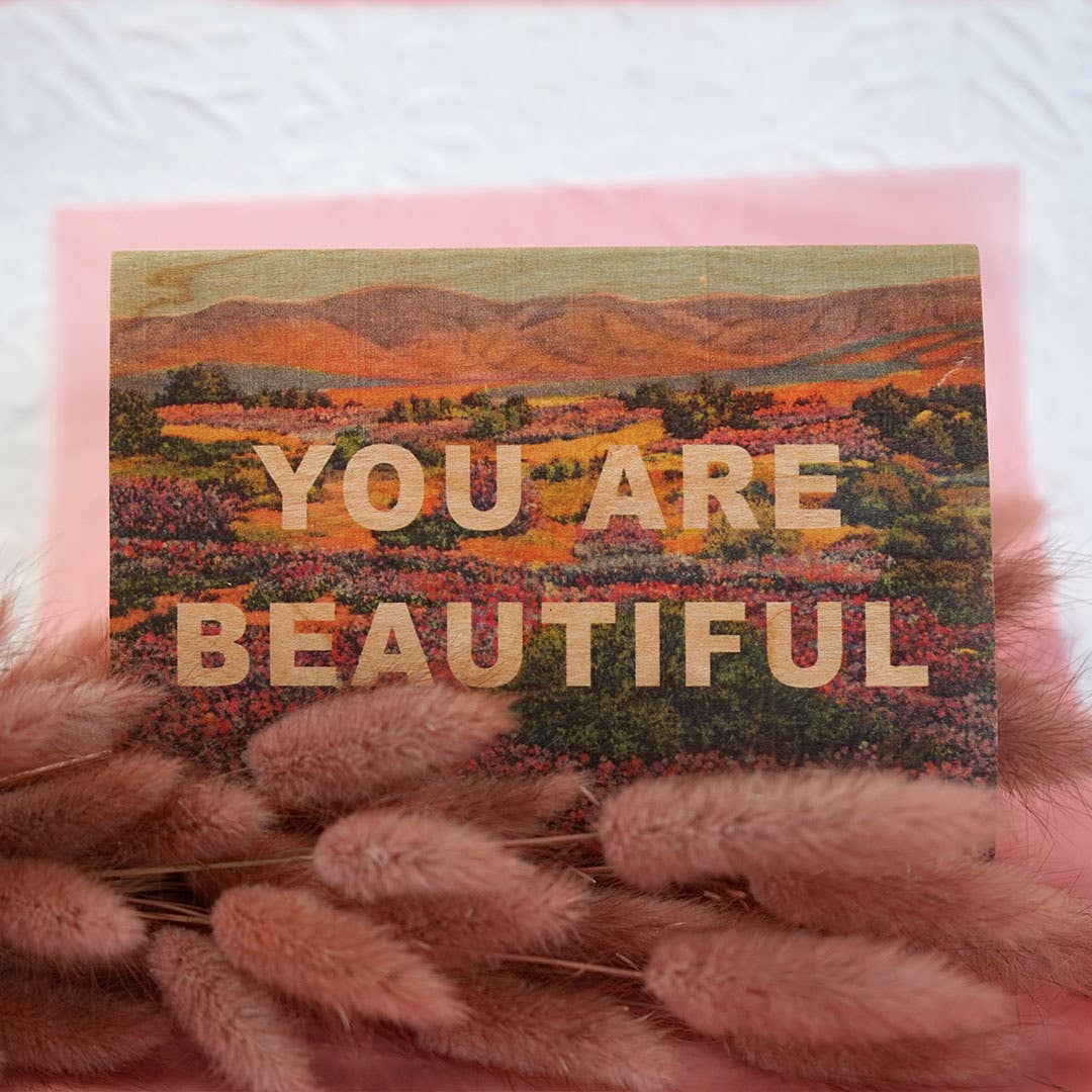 Spitfire Girl - Wholesale Love Card - Wood Folding Card - You Are Beautiful1