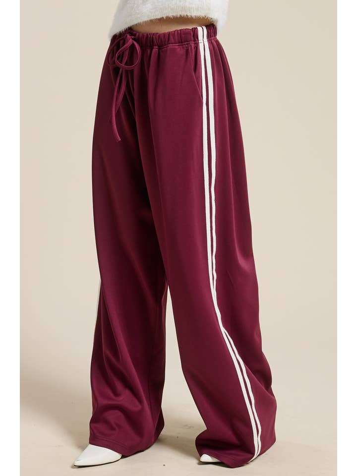 Mimosa - Wholesale Pants - Women's - Wide Leg Track Pants with Side Stripes13