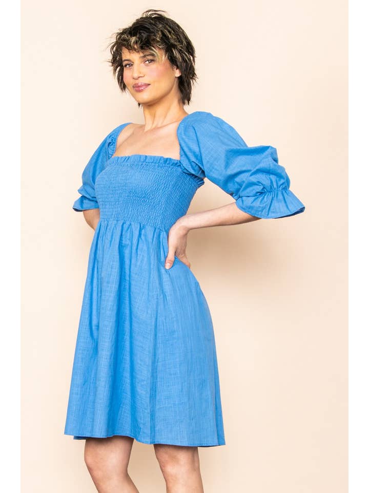 Elloh Collection - Wholesale Dress - Women's - On & Off Shoulder Linen Blended Dress with Lining