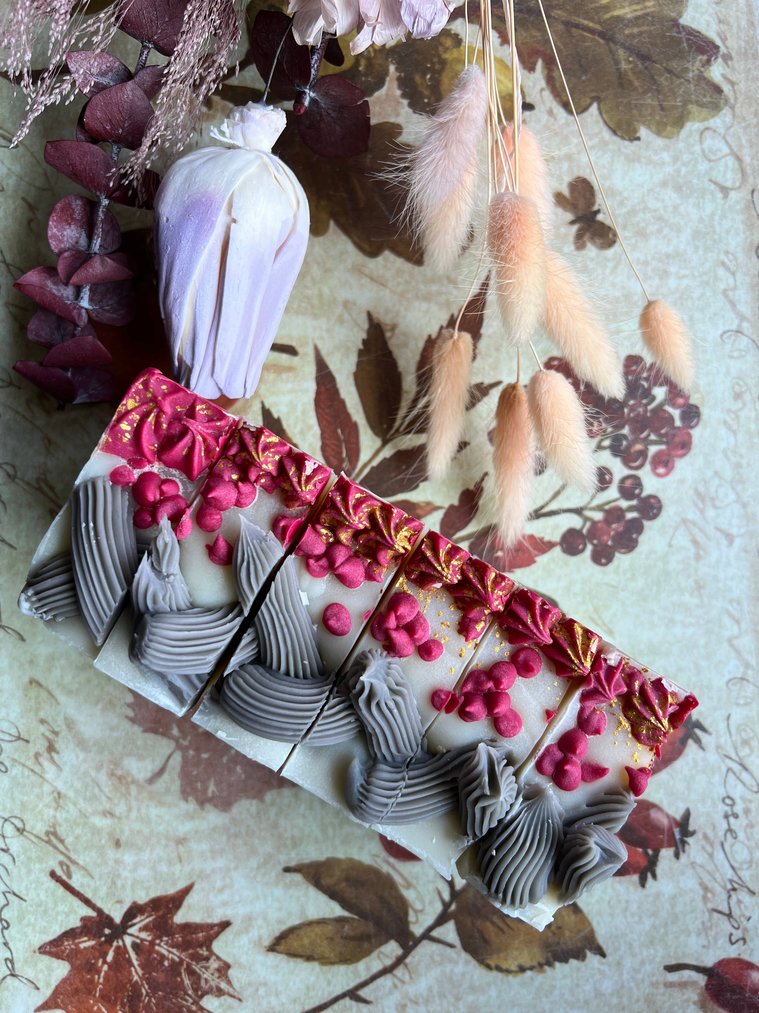 MeiJi & co. - Wholesale Bar Soap - Autumn Bliss Artisan Soap Bar: Pomegranate Sandalwood2