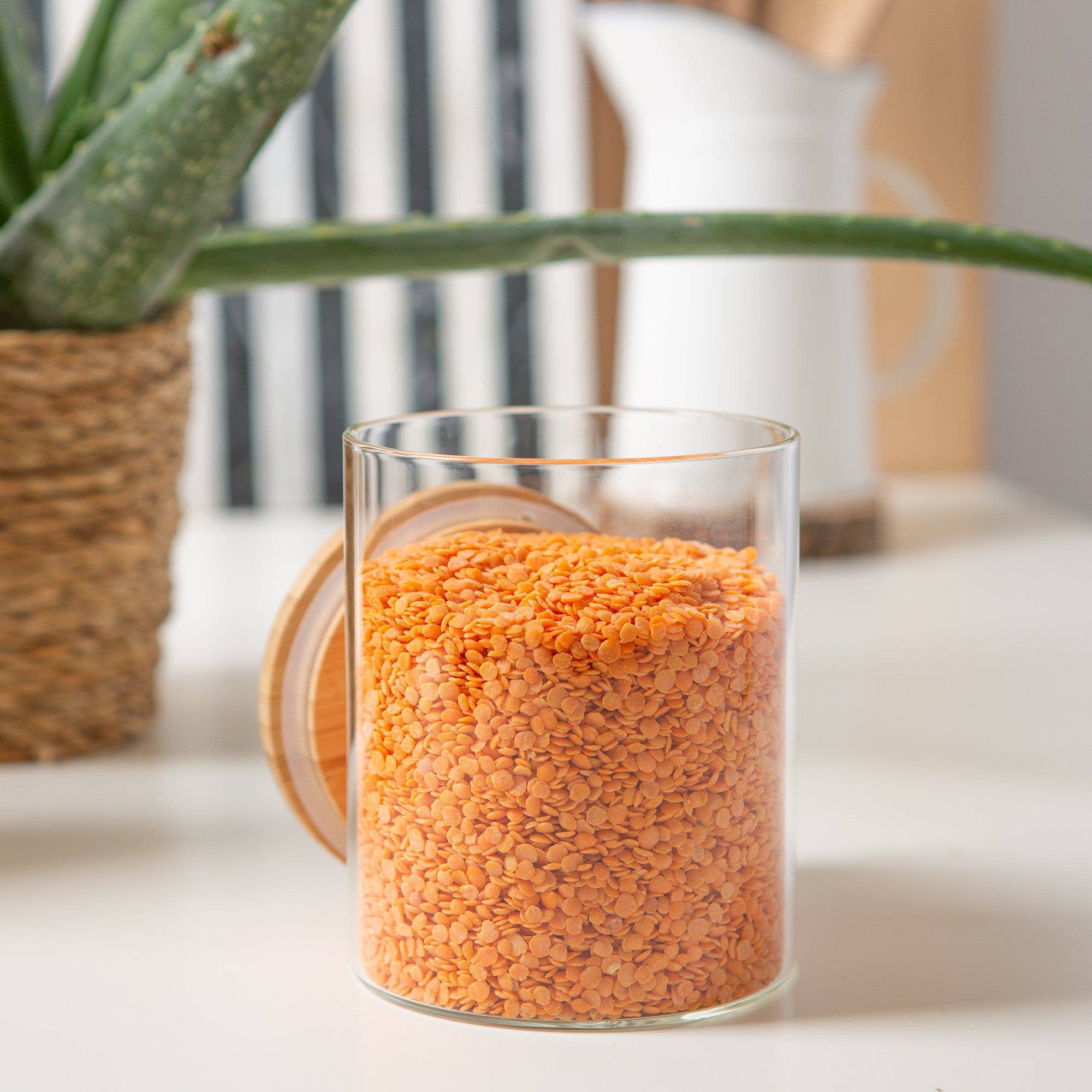 Rinkit Ltd - Vendita all'ingrosso Barattoli - Barattolo in vetro stile scandinavo con coperchio in legno - 750 ml2