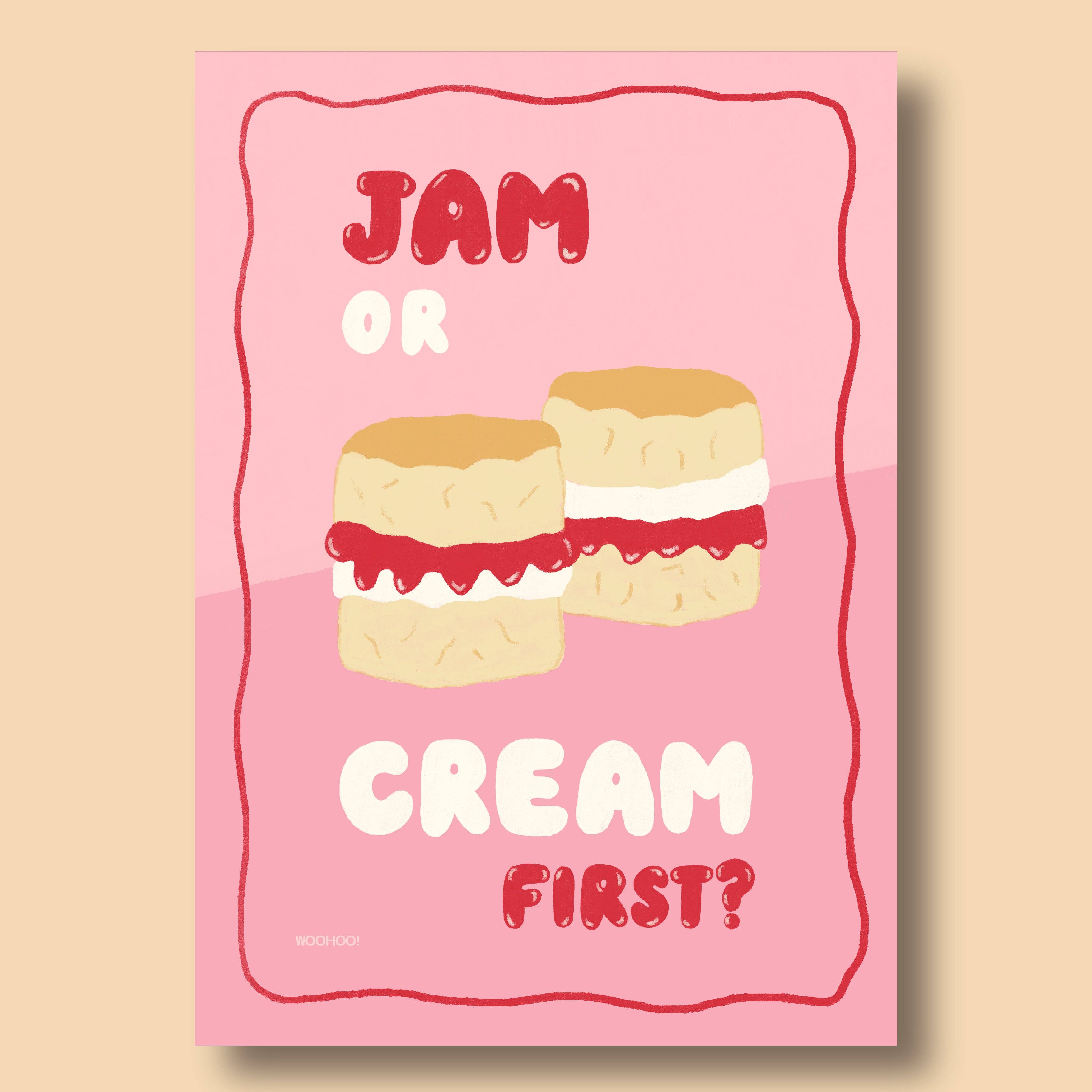 Woo Hoo Prints - Wholesale Kunstprint - JAM OF ROOM EERST?  SCONES, THEESALON, BAKKERIJ, PRINT0
