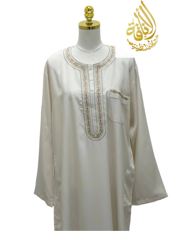 Thobes Multicolor Elegantes com Bordado Dourado por atacado de Palestinian Elegance