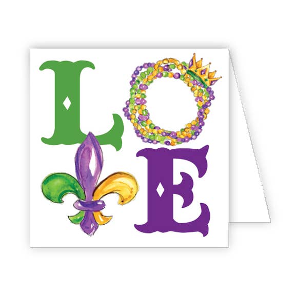 Carta di chiusura LOVE Mardi Gras per la vendita all'ingrosso da parte di RosanneBeck Collections