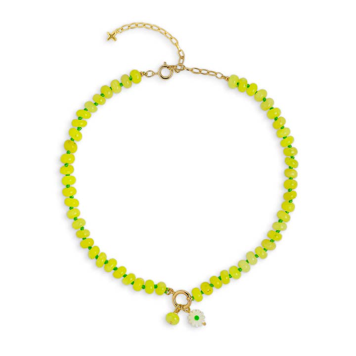 Neon Yellow Jade Stone Natural Beaded Necklace for wholesale by XUXA