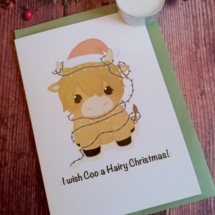 KimspirationCrafts - Wholesale Christmas card - Hairy coo Christmas Card, Highland Cow card, Scottish cards1