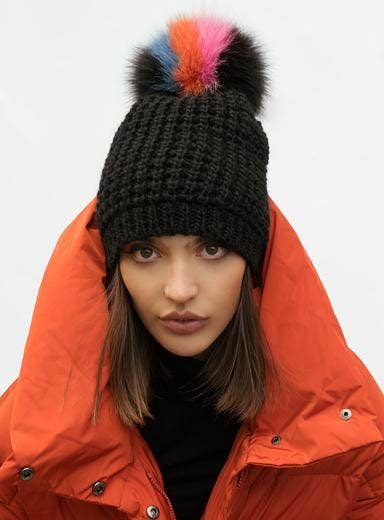 Kyi Kyi - Wholesale Beanie - Women's - Classic Fur - Multi Color Pom27