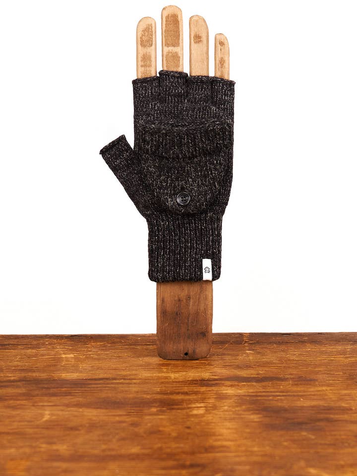 Negro Melange Convertible sin dedos 'Glomitt' para venta al por mayor de Upstate Stock