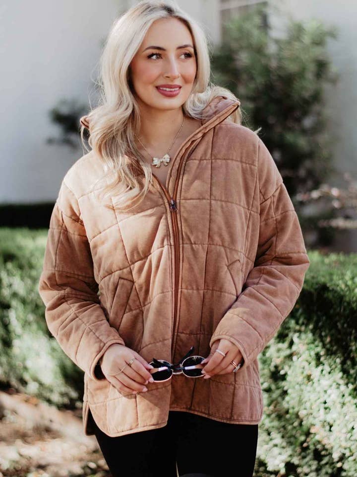 Brown Lightweight Wholesale Quilted Jacket for Women for wholesale on Faire3