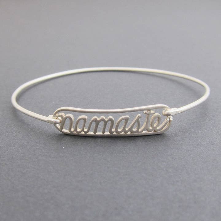 Namaste Yoga Bangle Bracelet for wholesale by Frosted Willow