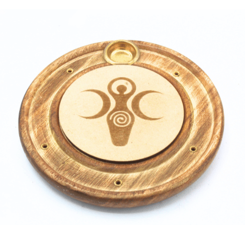 Green Tree - Wholesale Incense Holder - Wooden Incense Burner Crescent Moons & Spiral 10 cm3